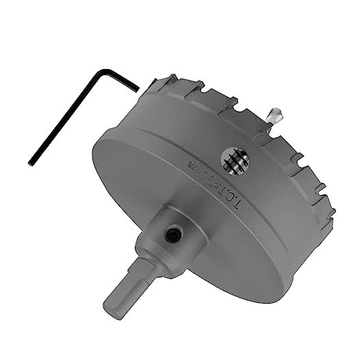 Cjueiom TCT Carbide Hole Saw 90mm / 3-1/2 Inch Hole Saw Drill Bit, Metal Hole Cutter with Pilot Drill Bit, Heavy Duty Hole Saw for Stainless Steel Sheet Metal Brass Aluminum Wood Plastic Copper