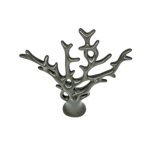 Image of NOSCOMP Grey Money Tree Ceramic Decor - 30cm Tall Feng Shui Wealth Tree for Home & Office Decor - Elegant Ceramic Lucky Tree Ornament, Perfect for Living Room, Desk, or Gift