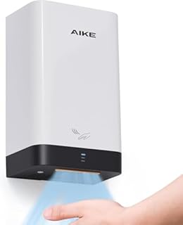 AIKE Asciugamani Ultra Compatto, più Piccolo di Un Foglio A4, Sostituisce l'Asciugamano di Carta nel Bagno, 900W 220V, Alta velocità, ABS Resistente, Bianco AK2822