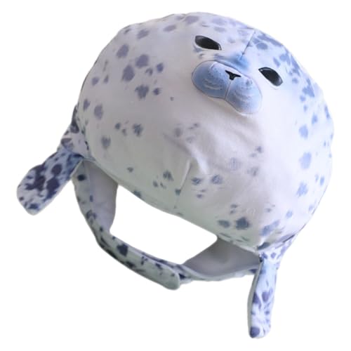ERINGOGO Bonnet en Peluche Phoque Chapeau Original Coton PP pour Soirée à Thème Carnaval et Déguisement Adulte Accessoire