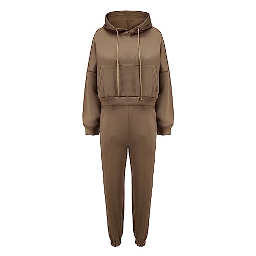 Cocila Ensemble de yoga chaud avec capuche et pantalon pour femme Survêtement en coton pour femme, Café, S Cocila Ensemble de yoga chaud avec capuche et pantalon pour femme Survêtement en coton pour femme, Café, S