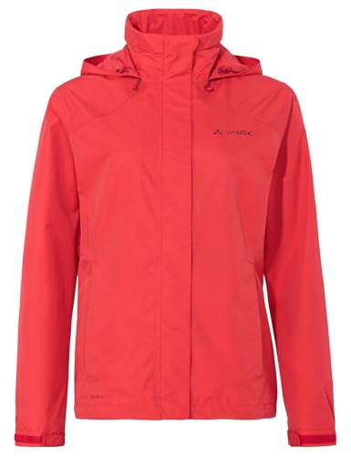 VAUDE Regenjacke Damen Escape Bike Light flame uni, wasserfeste Outdoor-Jacke, atmungsaktive Fahrradjacke mit Kapuze im Kragen, Klimaschonende Wanderjacke, 40