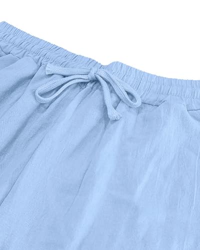 Men's Linen Pants Coconut Tree Print Summer Fall Wide Leg Casual Drawstring Hawaiian Beach Trousers with Pockets4