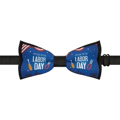 GoasNei Happy Labor Day Bow Tie for Men Adjustable Necktie Funny Tie Neck Ties for Weddings Party