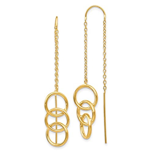 14K Gold Triple Circle Threader Earrings Jewelry