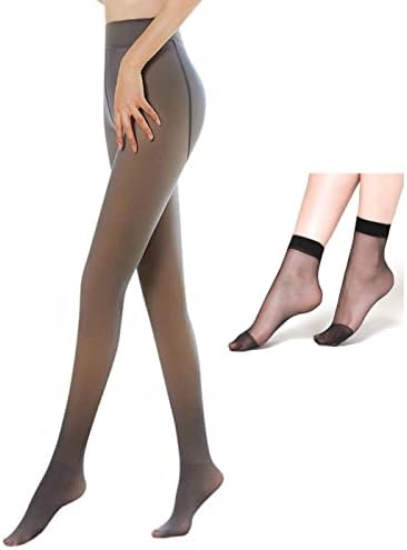 TURMIN Women Fleece Lined Tights,Thick Winter leggings for Women Fake Translucent Thermal Tights Women's High Waisted Pantyhose