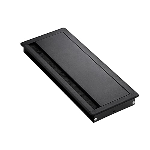 Sparrow Angel Black Desk Cable Grommet Port Desk Grommet Cable Tidy Outlet Rectangle Furniture Hardware Pc Computer Table With Brush Insert Hole Cover Aluminium Alloy (Color : )