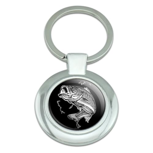 GRAPHICS & MORE Largemouth Bass Fishing Illustration Keychain Classy Round