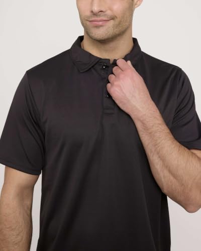 Image of 3 Pack:Mens Quick Dry Fit Polo Shirt Short Sleeve Golf Tennis Clothing Active Wear Athletic Performance Tech Sports Essentials Moisture Wicking Casual Dri-Fit T Shirts Set