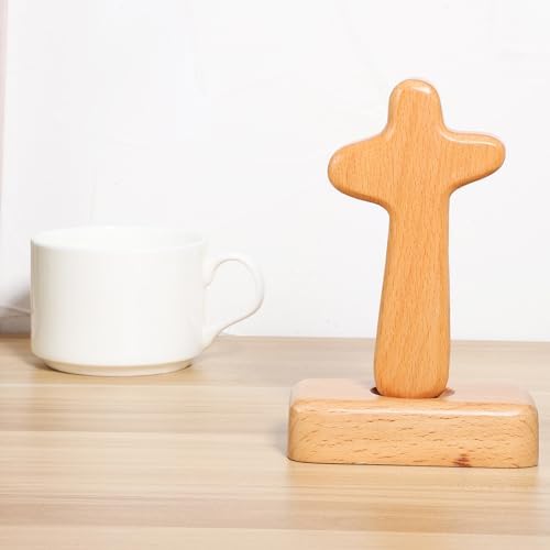 VILLCASE Wooden Cross, Holding Cross Wall Cross Decor Wood Desktop Cross For Home Hand Cross Decor Crosses for Desktop Wall Bedroom Decoration