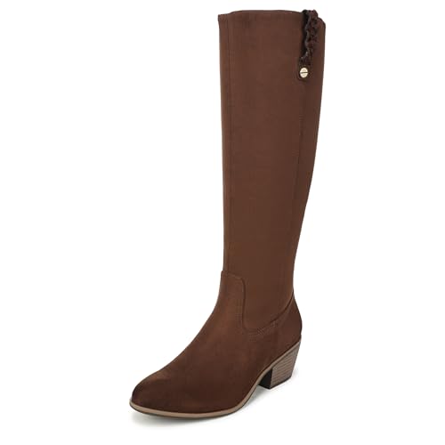 Dr. Scholl's Women's Calista Fashion Boot Walnut Brown Microsuede Wide Calf 8 M
