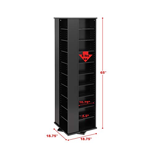 Prepac Large Four-Sided Spinning Tower Storage Cabinet, Black #TOP8