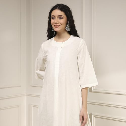 Image of BIBA Women Cotton Straight Printed Suit Set