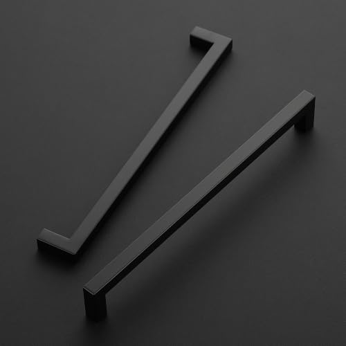Image of Ravinte 30 Pack Kitchen Matte Black Cabinet Handles 10 Inch Hole Center Stainless Steel Square Cabinet Pulls for Dresser Drawer Cupboard Handles with Screwdriver