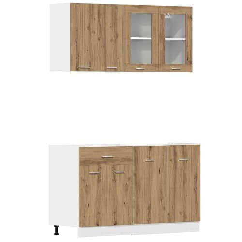 Tomostar Cuisine Complète 140 cm sans Plan de Travail, Mueble de Cuisine Complete Ensemble d'armoires de Cuisine 4 pcs chêne Artisanal