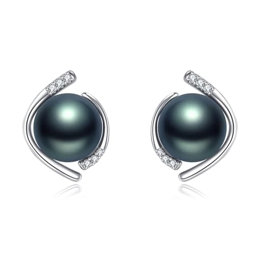 Tahitian Black Pearl Earrings with Daimond Stud Earrings Jewelry Gifts for Women