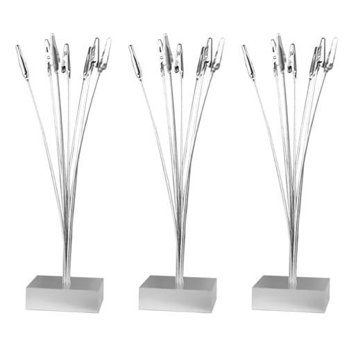 Support de photo style arbre Amosfun avec 3 pinces et base cube pour decoration de table