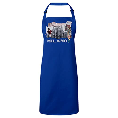 Tablier cuisine bleu Milano vintage cadeau idéal pour passionné Italie