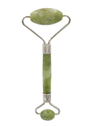 Jade Roller Face Massager With Natural Anti Aging Jade Stone For Face Eye Massage Derma Cream Roller (Green)