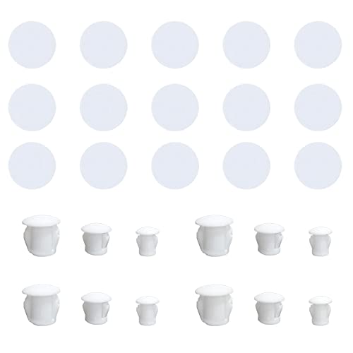 Image of 90 pcs Plastic Hole Plug 54 pcs Self-Adhesive Screw Hole Stickers for Chair Cabinet Cupboard Shelf White