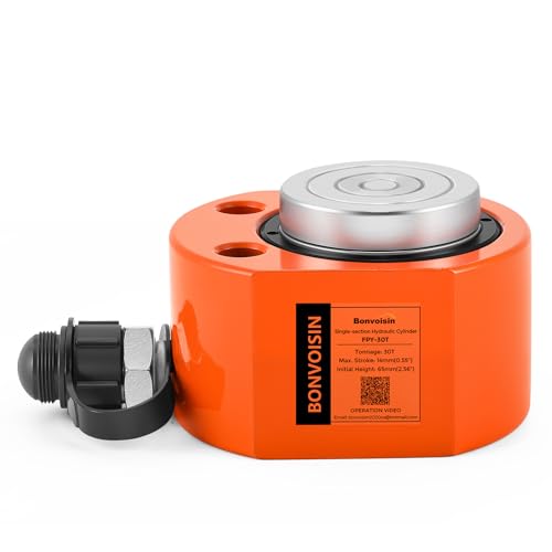 Image of Bonvoisin Hydraulic Ram Cylinder 30T Hydraulic Cylinder Jack Porta Power Ram 0.55 inch Stroke Low Profile Lifting Cylinders for Machinery Shipbuilding Bridge Construction