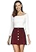 Clarisbelle Women's High Waist Faux Suede Button Closure A-line Mini Short Skirt Red Small