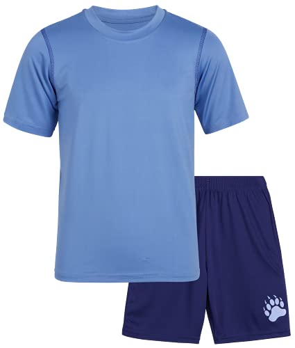Black Bear Active Boys Short Sets - 2 Piece Performance Crewneck Short Sleeve T-Shirt and Shorts Boys Athletic Sets (8-18)