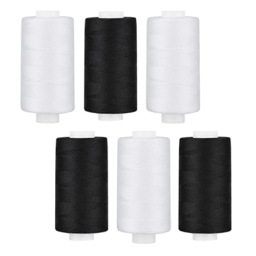 Simthread Filo Da Cucire Poliestere 40D/2 - 12 Bobine Per Macchina Da Cucire, Bianco E Nero 700m