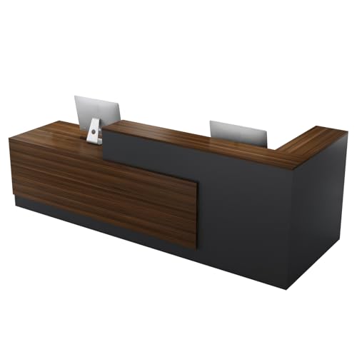 La Mejor Selección de Tienda de muebles de oficina Top diez. 25 Tvohok - computadora de recepción minimalista en forma de L con mostrador, cajones y contador de transacciones para salón de belleza, spa, tienda, oficina (L, 79.6 x 23.6 x 39.6...