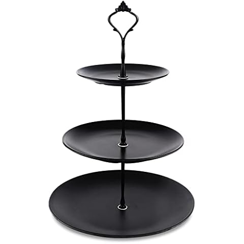 Lucky Will Black Tiered Dessert Serving Tray for Kid's Party Supplies Favors 3 Tier Cupcake Cake Stand for Birthday Tea Afternoon Halloween Christmas Candy Bar Cover