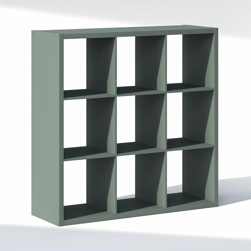 Image of Furinno Cubic Extra Thick 9-Cube Closet Organizers and Storage, Sage Green | 14.6 x 44 x 44 in, Open Shelf Closet Storage, Closet Organizer, for Wardrobe, Bedroom, Living Room
