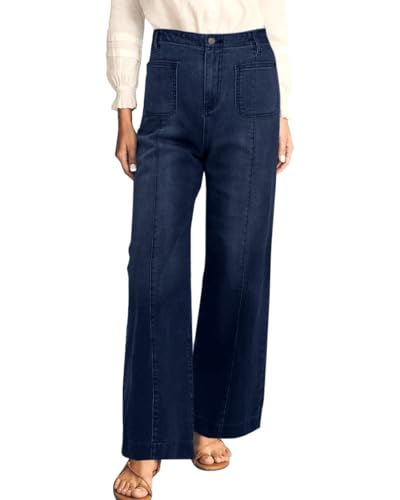 Cicy Bell Womens Wide Leg Flare Jeans Casual Baggy High Waisted Stretchy Trendy Front Seam Denim Pants