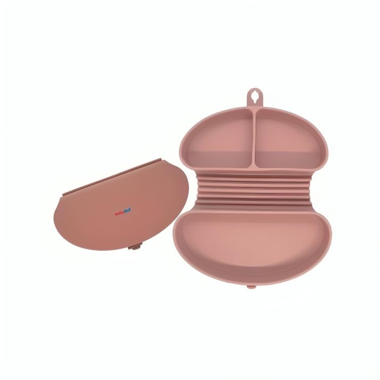 Babylief™ Portable/Travel Friendly Silicone Divided Plate (Pink)-image-20