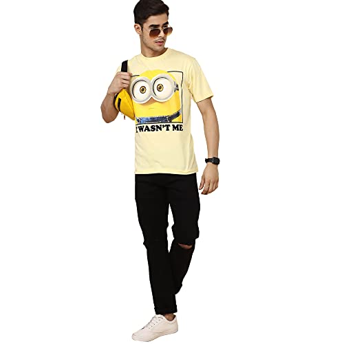 Image of Free Authority Minions Printed Regular Fit Yellow Cotton Men's T-Shirt