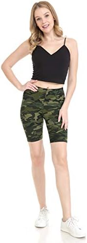 Leggings Depot Women's Buttery Soft Fashion Biker Shorts Yoga Shorts, Camouflage Army, 1X - 4