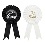 Bride and Groom Pin set - Wedding Party Supplies Engagement Party Favors | Bridal Shower Buttons Bachelorette Decorations Just Married Gift Engaged Pins Decor Accessories Couples Gifts Badge Button