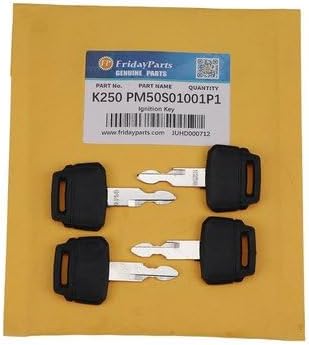 4 Pieces Ignition Key K250 2420Z1030D2 — Compatible With Kobelco Fit intended for SK115DZ, SK130, SK150LC, SK160LC, SK210LC, SK220 and SK250 — Aftermarket Replacement