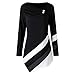 Produktbild JUTOO Frauen Herbst Winter Striped Asymmtrical Tunika Tops Plus Size Bluse T-Shirts(Schwarz ,EU:48/CN:3XL)