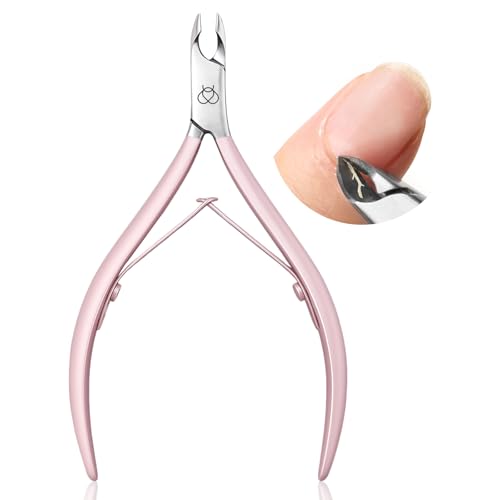 Image of Beetles Cuticle Trimmer Nail Cuticle Nippers 0.16 Inch Fine Jaw Cuticles Cutter Stainless Steel Cuticles Remover Scissors Beginner Friendly Nail Art Tools for Manicure Care Pink