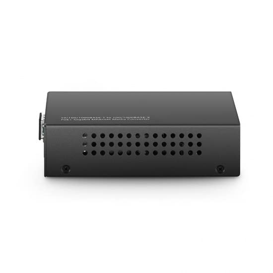 QSFPTEK Convertisseur de média Gigabit Ethernet PoE+ 1 G, convertisseur fibre vers Ethernet avec 1 emplacement SFP 10/100/1000Base-T vers 1 emplacement SFP 100/1000Base-X, AC 100 V ~ 240 V ou DC 5 ~