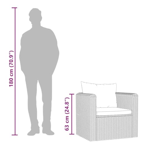 Fauteuil en polyrotin noir extérieur résistant aux intempéries - 8