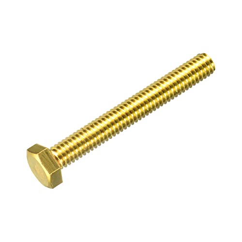 Image of uxcell Brass Hex Bolts, 5 /16-18x2-1 /2 1pcs Fully Thread Grade 4.8 Solid Brass Hexagon Head Bolt Machine Screws for Machinery