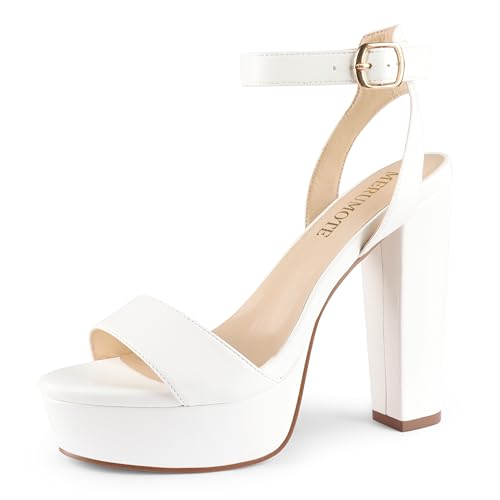 Image of MERUMOTE Women's Fashion Platform Sandals Block Heels Wedding Summer Dress Shoes