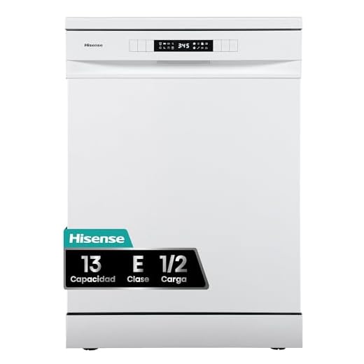 Hisense HS622E10W - Lavavajillas, Capacidad para 13 servicios, 60 cm, Programa ECO, Silencioso, 2, Filtro autolimpiable, Contador digital