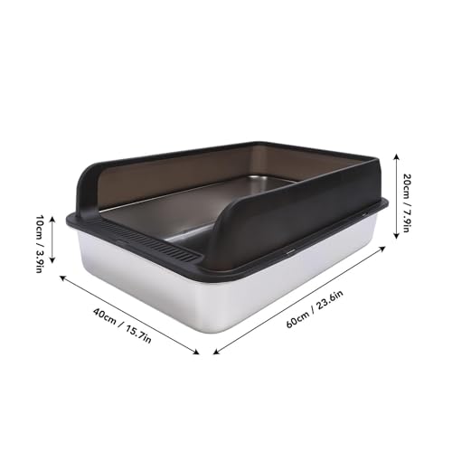 Arenero para gato de acero inoxidable con tapa negro miniatura 2
