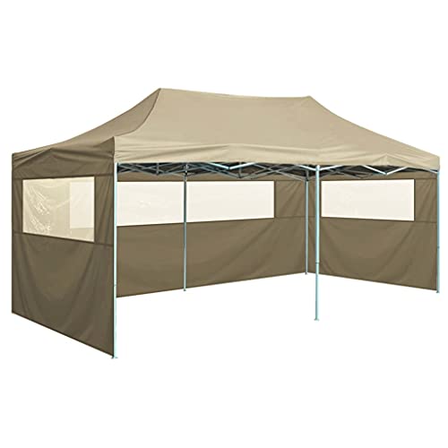 Kstyhome Profi-Partyzelt Faltbar mit 4 Seitenwänden, Pavillon, Zeltgarage, Bierzelt, Weidezelt, Carport, Lagerzelt Winterfest, Garagenzelt, Gartenpavillon, 3×6m Stahl Creme