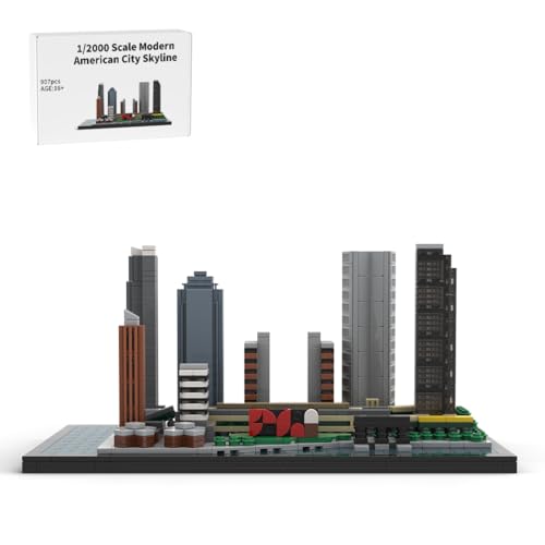Kafoopolly Modern American City Skyline Building Blocks Set, 1/2000 Scale New York Long Island City Skyline Model Kits, Gift for Architecture Enthusiasts (907PCS)