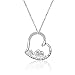 Produktbild CRYSLOVE Mutter Tochter Kette 925 Sterling Silber Mama Ich Liebe Dich Glücklich Elefant Herz Kristall Anhänger Halskette,Damen Schmuck