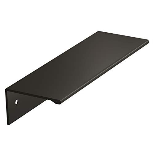 Image of Amerock Edge Pulls 3-3 /4 inch (96mm) Center-to-Center Matte Black Cabinet Edge Pull - 10 Pack