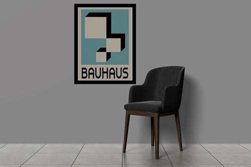 Image of BLINKART Vintage Bauhaus Retro Geometric Aesthetic Poster Gallery | Colorful Wrap Framed For Home Office Studio Living Room Modern Art Studio Decoration Abstract Shapes | (d152) | 13x10 Inch